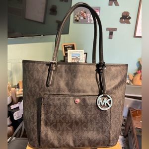 Michael Kors Black Jet Set Large Signature PVC Tote